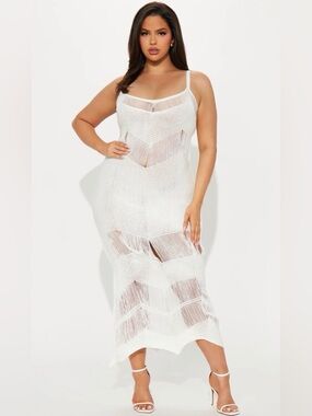 Cream V-Neck Slip Maxi Dress